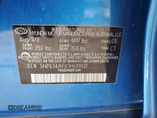 2018 Hyundai Sonata Sport with VIN 5NPE34AFXJH639031, listed as a Copart auction lot 53173295 with 39,727 mi miles and Salvage Title. Bid and sale history available at DreamBid. Image 15.