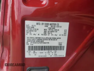 2015 Ford F-150 XL with VIN 1FTEW1CP3FFA62176, listed as a Copart auction lot 55364185 with 129,519 mi miles and Salvage title. Bid and sale history available at DreamBid. Image 12.