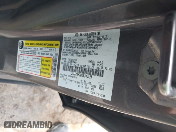 2013 Ford Fusion SE with VIN 3FA6P0H70DR240121, listed as a IAAI auction lot 42401625 with 167,675 mi miles and . Bid and sale history available at DreamBid. Image 9.