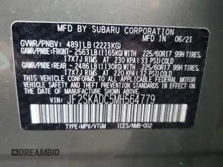 2021 Subaru Forester with VIN JF2SKADC5MH564779, listed as a Copart auction lot 44712865 with 55,475 mi miles and Non Repairable. Bid and sale history available at carsss.com. Image 14.