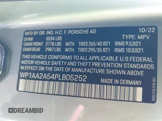 2023 Porsche Macan with VIN WP1AA2A54PLB05252, listed as a IAAI auction lot 42514904 with 15,248 mi miles and . Bid and sale history available at DreamBid. Image 9.