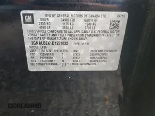 2013 Chevrolet Equinox LS with VIN 2GNALBEK1D1251032, listed as a Copart auction lot 50982045 with 108,078 mi miles and Salvage Title. Bid and sale history available at carsss.com. Image 13.