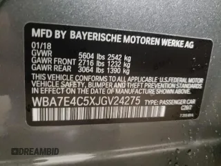 2018 BMW 7 Series 740i xDrive with VIN WBA7E4C5XJGV24275, listed as a Copart auction lot 48987063 with 48,864 mi miles. Bid and sale history available at carsss.com. Image 13.
