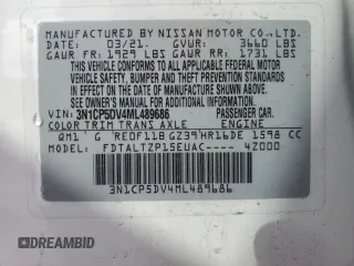 2021 Nissan Kicks SR with VIN 3N1CP5DV4ML489686, listed as a Copart auction lot 49098215 with 50,881 mi miles and Salvage Title. Bid and sale history available at carsss.com. Image 16.