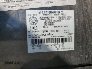2020 Ford Edge SEL with VIN 2FMPK4J97LBA79730, listed as a Copart auction lot 59992555 with 80,902 mi miles and Salvage title. Bid and sale history available at DreamBid. Image 13.