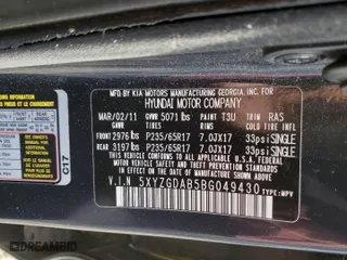 2011 Hyundai Santa Fe GLS with VIN 5XYZGDAB5BG049430, listed as a Copart auction lot 44577825 with 243,127 mi miles and Clean Title. Bid and sale history available at carsss.com. Image 13.