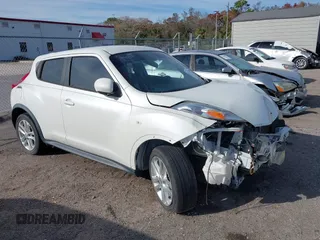 2014 Nissan Juke S with VIN JN8AF5MR7ET356853, listed as a IAAI auction lot 41374019 with Not Provided miles. Bid and sale history available at carsss.com. Image 1.