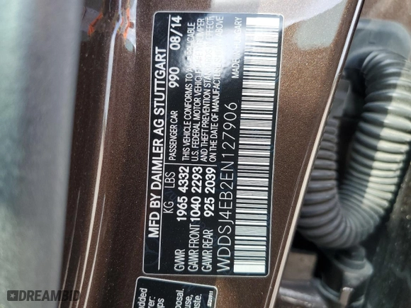 2014 Mercedes-Benz CLA-Class CLA 250 with VIN WDDSJ4EB2EN127906, listed as a Copart auction lot 45542354 with 85,151 mi miles and Salvage Title. Bid and sale history available at carsss.com. Image 12.