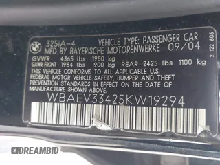 2005 BMW 3 Series 325i с VIN WBAEV33425KW19294, выставлен на аукционе IAAI как лот 42332070 с пробегом 174 456 миль миль и . История ставок и продаж доступна на DreamBid. Изображение 9.