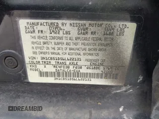 2006 Nissan Sentra S z VIN 3N1CB51D56L622131, wystawiony jako IAAI lot #42068325 z przebiegiem Nie podano mil oraz . Historia ofert i sprzedaży dostępna na DreamBid. Obrazek 9.
