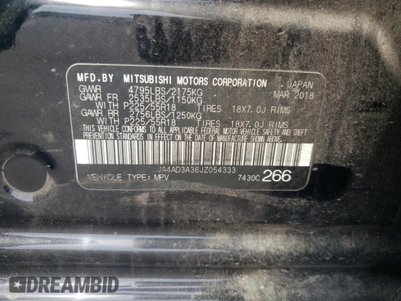 2018 Mitsubishi Outlander SE with VIN JA4AD3A36JZ054333, listed as a Copart auction lot 53289245 with 128,133 mi miles and Salvage title. Bid and sale history available at DreamBid. Image 13.