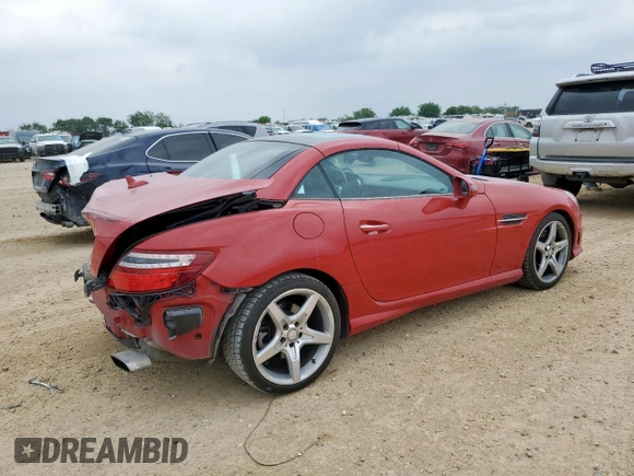 2013 Mercedes-Benz SLK 250 with VIN WDDPK4HA4DF063771, listed as a Copart auction lot 55578295 with 64,339 mi miles and Salvage title. Bid and sale history available at DreamBid. Image 3.