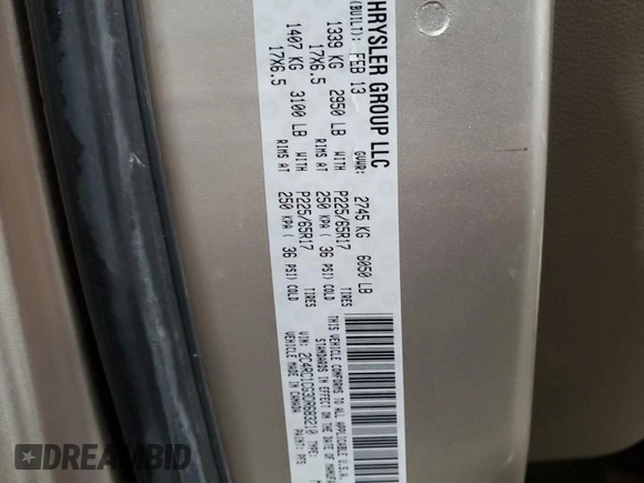 2013 Chrysler Town & Country Touring L with VIN 2C4RC1CG3DR683210, listed as a Copart auction lot 51821845 with 178,908 mi miles and Salvage Title. Bid and sale history available at DreamBid. Image 15.