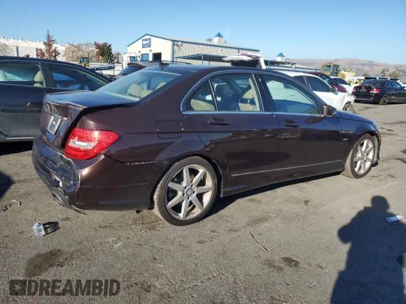 2012 Mercedes-Benz C 350 Sport with VIN WDDGF5HB6CR214884, listed as a Copart auction lot 83692864 with 87,157 mi miles and Salvage Title. Bid and sale history available at DreamBid. Image 3.