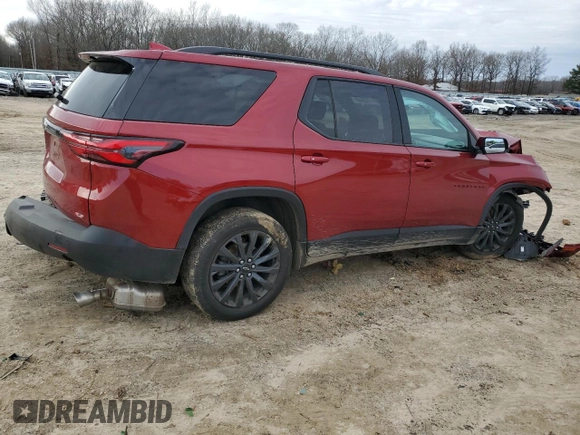 2022 Chevrolet Traverse RS with VIN 1GNERJKW6NJ130246, listed as a Copart auction lot 45039085 with 53,215 mi miles and Salvage title. Bid and sale history available at DreamBid. Image 3.
