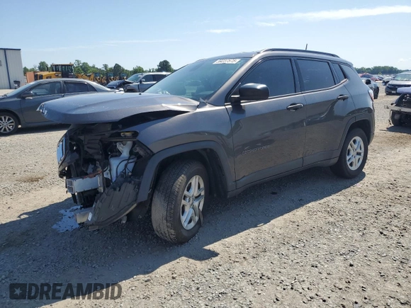 2018 Jeep Compass Sport with VIN 3C4NJCABXJT105430, listed as a Copart auction lot 59237575 with 104,600 mi miles and Salvage title. Bid and sale history available at DreamBid. Image 1.