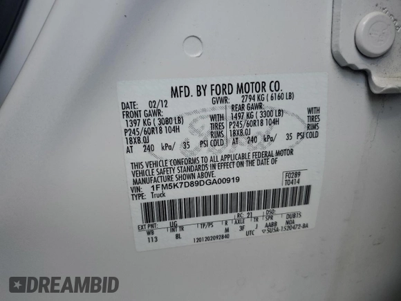 2013 Ford Explorer XLT with VIN 1FM5K7D89DGA00919, listed as a Copart auction lot 51294495 with 127,603 mi miles and Salvage Title. Bid and sale history available at carsss.com. Image 14.