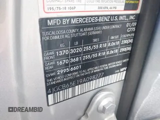 2009 Mercedes-Benz R 3.5L with VIN 4JGCB65E19A098277, listed as a IAAI auction lot 41999758 with 148,573 mi miles and . Bid and sale history available at DreamBid. Image 9.