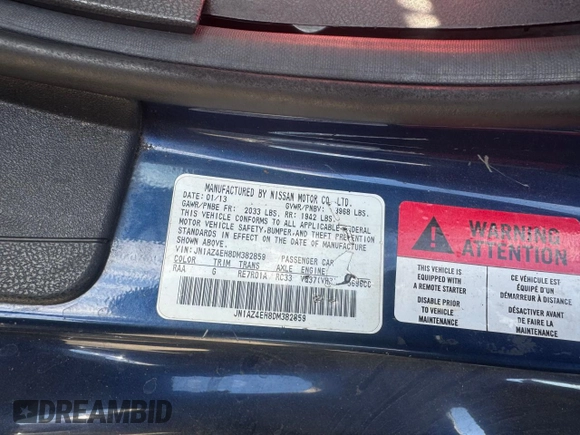 2013 Nissan 370Z with VIN JN1AZ4EH8DM382859, listed as a Copart auction lot 78963274 with 84,190 mi miles and Clean Title. Bid and sale history available at carsss.com. Image 10.