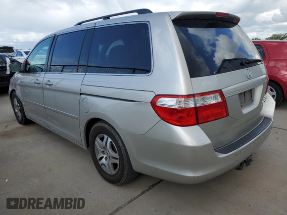 2005 Honda Odyssey EX-L z VIN 5FNRL38655B408107, wystawiony jako Copart lot #50918155 z przebiegiem 215 920 mil mil oraz Szkoda całkowita • Salvage title. Historia ofert i sprzedaży dostępna na DreamBid. Obrazek 2.