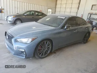 2021 Infiniti Q50 Red Sport 400 with VIN JN1FV7DR8MM881044, listed as a Copart auction lot 49596795 with 47,460 mi miles and Clean title. Bid and sale history available at DreamBid. Image 1.