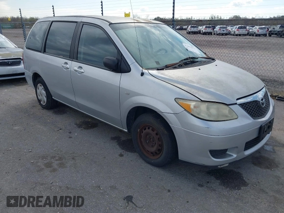 2005 Mazda MPV LX with VIN JM3LW28AX50555220, listed as a IAAI auction lot 41691014 with 135,132 mi miles. Bid and sale history available at carsss.com. Image 1.