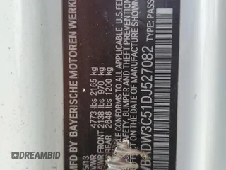2013 BMW 3 Series 328i with VIN WBADW3C51DJ527082, listed as a Copart auction lot 58250445 with 116,914 mi miles and Non repairable. Bid and sale history available at DreamBid. Image 12.