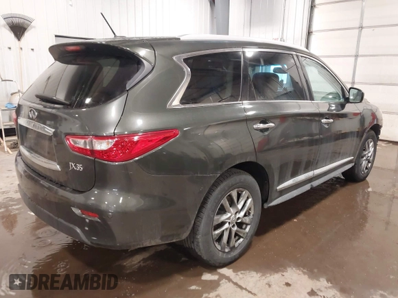 2013 Infiniti JX35 with VIN 5N1AL0MM9DC302346, listed as a IAAI auction lot 41731095 with 118,752 mi miles. Bid and sale history available at carsss.com. Image 4.