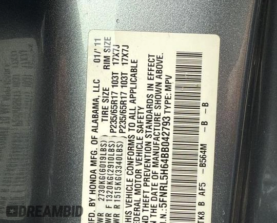 2011 Honda Odyssey EX-L with VIN 5FNRL5H64BB042793, listed as a Copart auction lot 56841615 with 149,454 mi miles and Clean Title. Bid and sale history available at DreamBid. Image 10.
