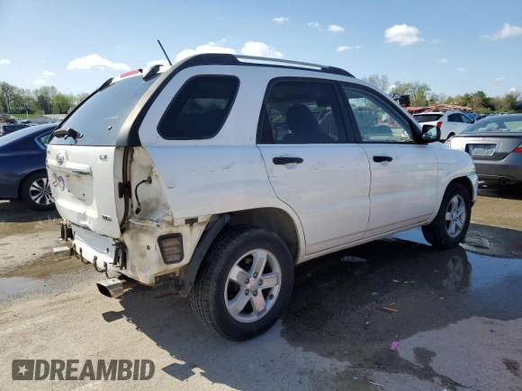 2009 Kia Sportage LX with VIN KNDJE723497584381, listed as a Copart auction lot 51685325 with 166,103 mi miles and Salvage Title. Bid and sale history available at carsss.com. Image 3.