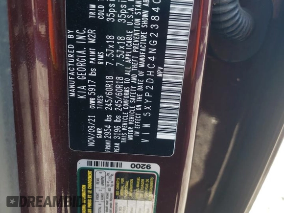 2022 Kia Telluride LX with VIN 5XYP2DHC4NG238403, listed as a Copart auction lot 47356145 with 62,786 mi miles and Salvage title. Bid and sale history available at DreamBid. Image 13.