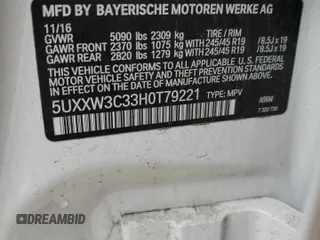 2017 BMW X4 xDrive28i z VIN 5UXXW3C33H0T79221, wystawiony jako Copart lot #55773285 z przebiegiem 138 999 mil mil oraz Tytuł czysty. Historia ofert i sprzedaży dostępna na DreamBid. Obrazek 14.