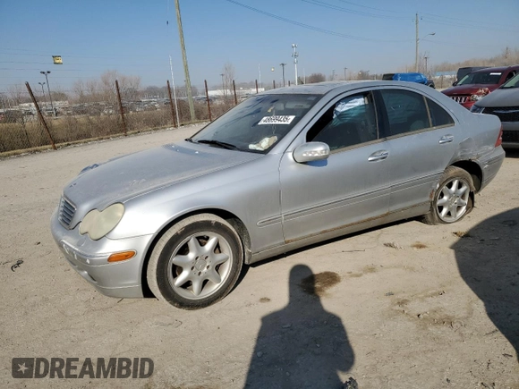 2002 Mercedes-Benz C with VIN WDBRF61J92F287899, listed as a Copart auction lot 48699435 with 145,465 mi miles and Salvage Title. Bid and sale history available at carsss.com. Image 1.