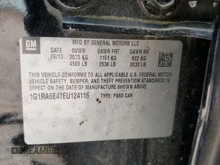 2014 Chevrolet Volt with VIN 1G1RA6E47EU124116, listed as a Copart auction lot 54388825 with 131,540 mi miles and Clean Title. Bid and sale history available at carsss.com. Image 12.