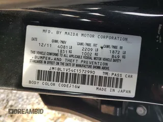 2012 Mazda 3 s Touring with VIN JM1BL1V54C1572990, listed as a Copart auction lot 47846595 with 142,672 mi miles and Salvage Title. Bid and sale history available at carsss.com. Image 14.