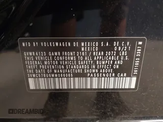2021 Volkswagen Jetta S with VIN 3VWC57BU6MM086065, listed as a IAAI auction lot 42551694 with 16,472 mi miles and . Bid and sale history available at DreamBid. Image 9.