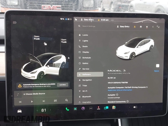 2020 Tesla Model 3 Standard Range Plus with VIN 5YJ3E1EA1LF799766, listed as a IAAI auction lot 41386508 with 90,000 mi miles. Bid and sale history available at carsss.com. Image 19.