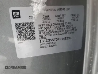 2023 Chevrolet Malibu RS with VIN 1G1ZG5ST0PF148236, listed as a Copart auction lot 51751595 with 35,343 mi miles and Salvage Title. Bid and sale history available at DreamBid. Image 12.