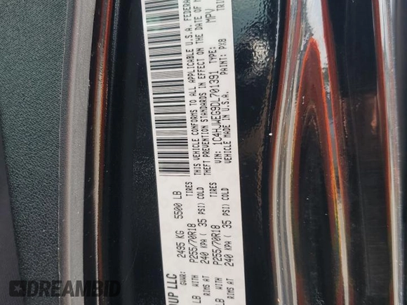 2013 Jeep Wrangler Unlimited Sahara with VIN 1C4HJWEG9DL701391, listed as a Copart auction lot 60492325 with 117,584 mi miles and Salvage title. Bid and sale history available at DreamBid. Image 12.