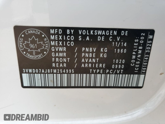 2015 Volkswagen Jetta SE z VIN 3VWD07AJ8FM254995, wystawiony jako Copart lot #59580835 z przebiegiem 226 717 mil mil oraz Czysty tytuł • Clean title. Historia ofert i sprzedaży dostępna na DreamBid. Obrazek 12.