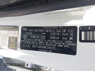2021 Kia Forte GT-Line z VIN 3KPF34AD9ME264373, wystawiony jako IAAI lot #42460813 z przebiegiem 86 009 mil mil oraz . Historia ofert i sprzedaży dostępna na DreamBid. Obrazek 9.