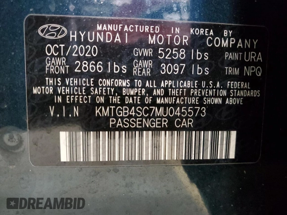 2021 Genesis G80 2.5T with VIN KMTGB4SC7MU045573, listed as a Copart auction lot 89157355 with 33,535 mi miles and Salvage Title. Bid and sale history available at DreamBid. Image 13.