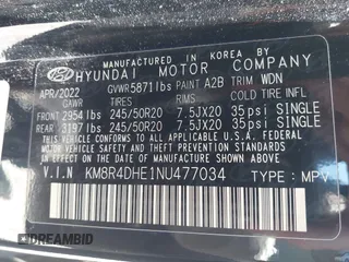 2022 Hyundai Palisade SEL с VIN KM8R4DHE1NU477034, выставлен на аукционе IAAI как лот 42243297 с пробегом 56 962 миль миль и . История ставок и продаж доступна на DreamBid. Изображение 9.