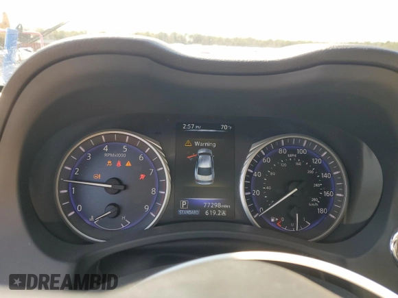2015 Infiniti Q50 Premium with VIN JN1BV7ARXFM406453, listed as a Copart auction lot 54661515 with 77,298 mi miles and Salvage Title. Bid and sale history available at carsss.com. Image 9.
