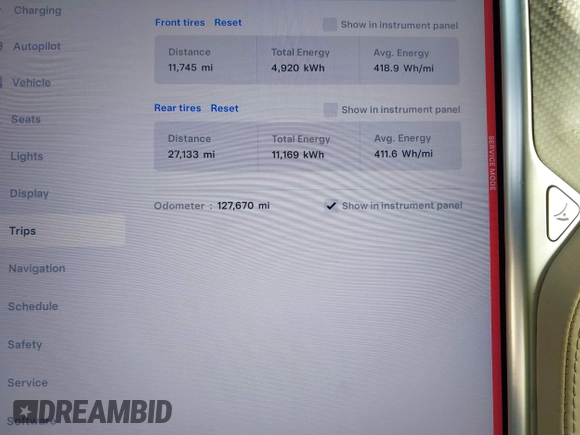 2016 Tesla Model X P90D with VIN 5YJXCAE45GF000773, listed as a IAAI auction lot 42052642 with 127,670 mi miles. Bid and sale history available at carsss.com. Image 7.