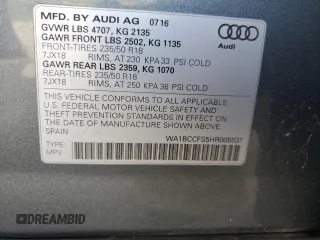 2017 Audi Q3 Premium with VIN WA1BCCFS5HR005531, listed as a Copart auction lot 85394434 with 0 mi miles and Clean Title. Bid and sale history available at carsss.com. Image 13.