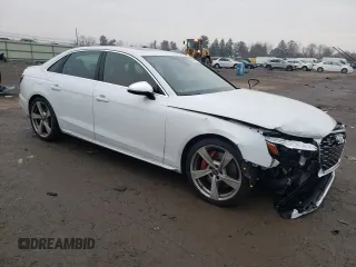 2021 Audi S4 Premium Plus with VIN WAUB4AF40MA024633, listed as a Copart auction lot 40762744 with 21,333 mi miles and Salvage Title. Bid and sale history available at carsss.com. Image 4.