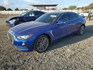 2020 Genesis G70 2.0T with VIN KMTG64LAXLU056650, listed as a Copart auction lot 79948164 with 26,726 mi miles and Salvage Title. Bid and sale history available at carsss.com. Image 1.
