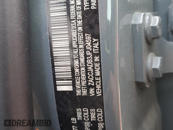 2018 Jeep Renegade Limited z VIN ZACCJADB3JPJ04597, wystawiony jako Copart lot #53925805 z przebiegiem 89 226 mil mil oraz Nie do naprawy • Non repairable. Historia ofert i sprzedaży dostępna na DreamBid. Obrazek 14.