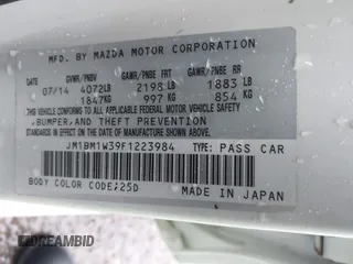 2015 Mazda 3 S Grand Touring with VIN JM1BM1W39F1223984, listed as a IAAI auction lot 42189313 with Not provided miles and . Bid and sale history available at DreamBid. Image 9.